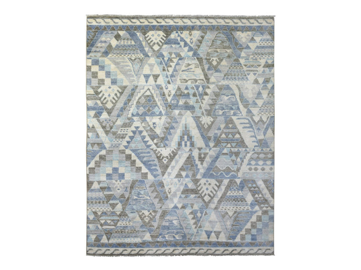 8'0" x 10'0" New Hand Knotted Ivory Wool Rectangle Oriental Rug - MOA10271369