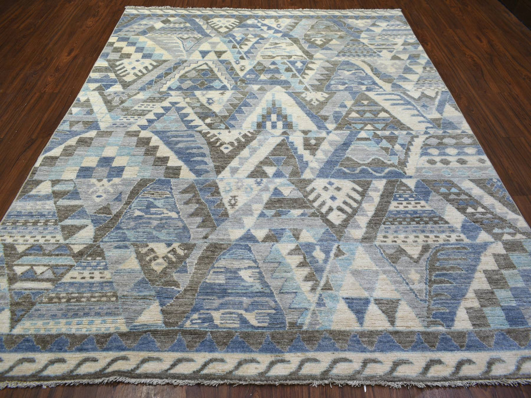 8'0" x 10'0" New Hand Knotted Ivory Wool Rectangle Oriental Rug - MOA10271369