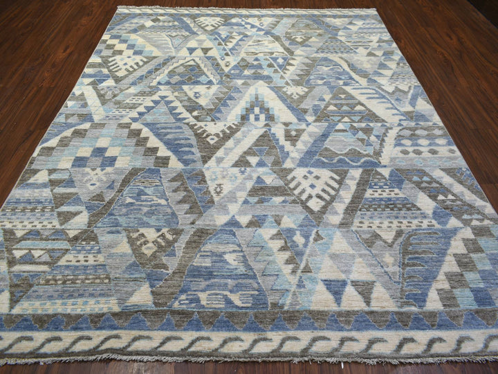 8'0" x 10'0" New Hand Knotted Ivory Wool Rectangle Oriental Rug - MOA10271369