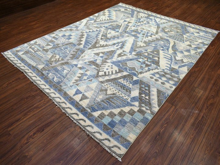8'0" x 10'0" New Hand Knotted Ivory Wool Rectangle Oriental Rug - MOA10271369