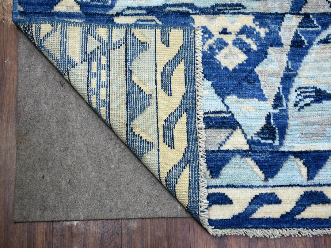 6'0" x 8'9" New Hand Knotted Blue Wool Rectangle Oriental Rug - MOA10271370