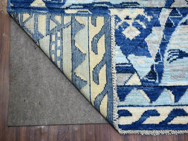 6'0" x 8'9" New Hand Knotted Blue Wool Rectangle Oriental Rug - MOA10271370