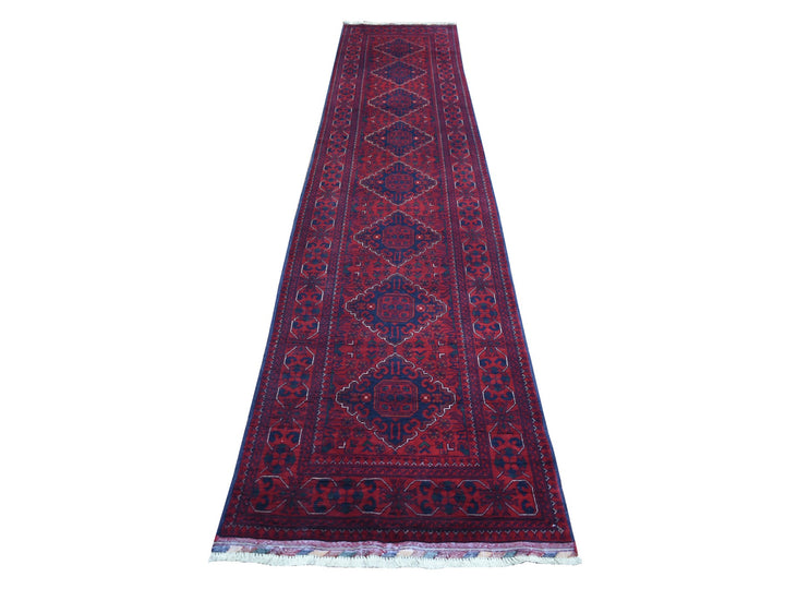 2'7" x 13'0" New Hand Knotted Red Wool Runner Oriental Rug - MOA10271372