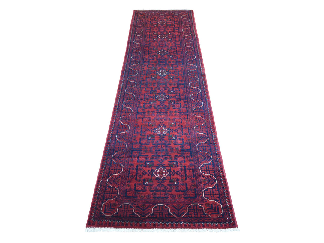 2'7" x 9'7" New Hand Knotted Red Wool Runner Oriental Rug - MOA10271373