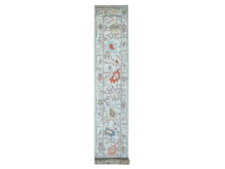 2'6" x 16'1" New Hand Knotted Grey Wool Runner Oriental Rug - MOA10271412