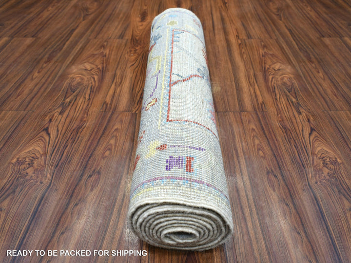 2'5" x 9'8" New Hand Knotted Grey Wool Runner Oriental Rug - MOA10271424
