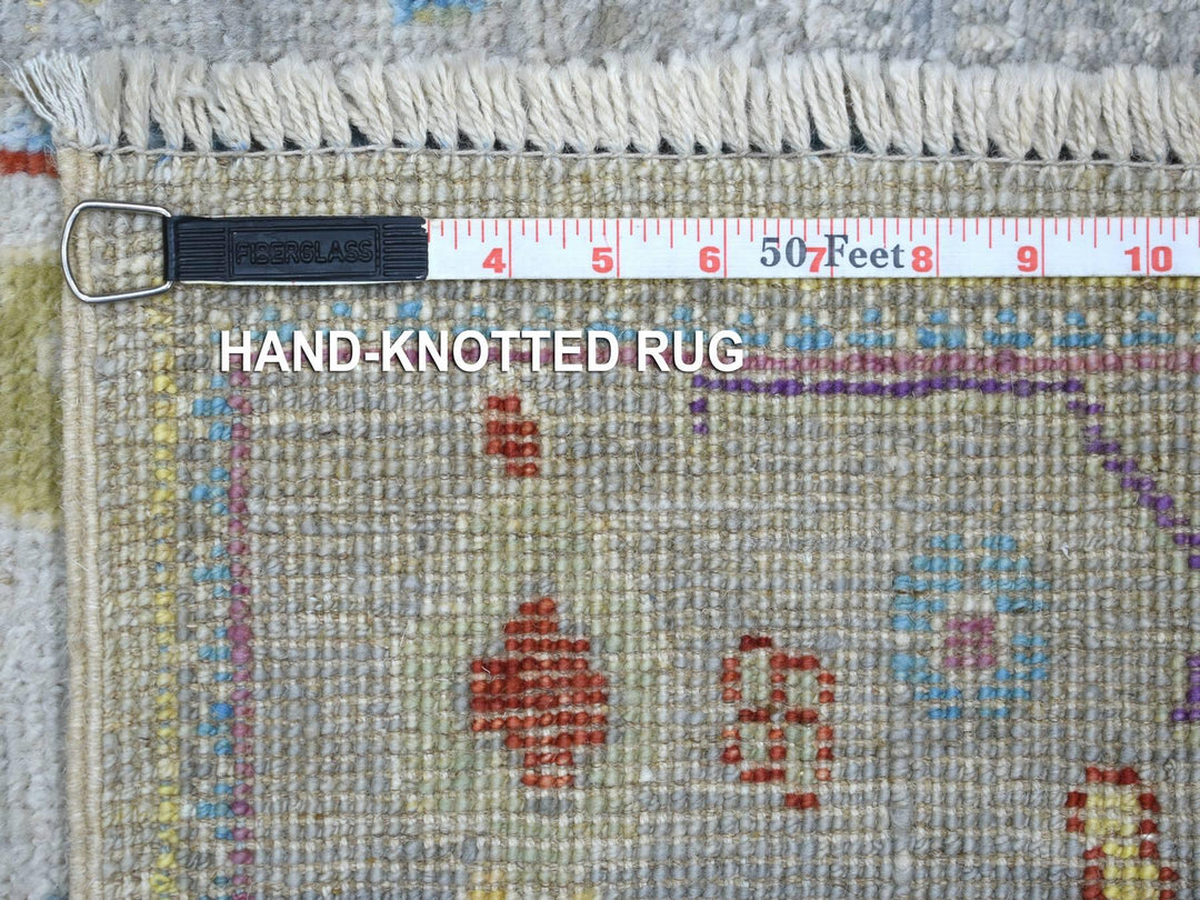 2'5" x 9'8" New Hand Knotted Grey Wool Runner Oriental Rug - MOA10271424