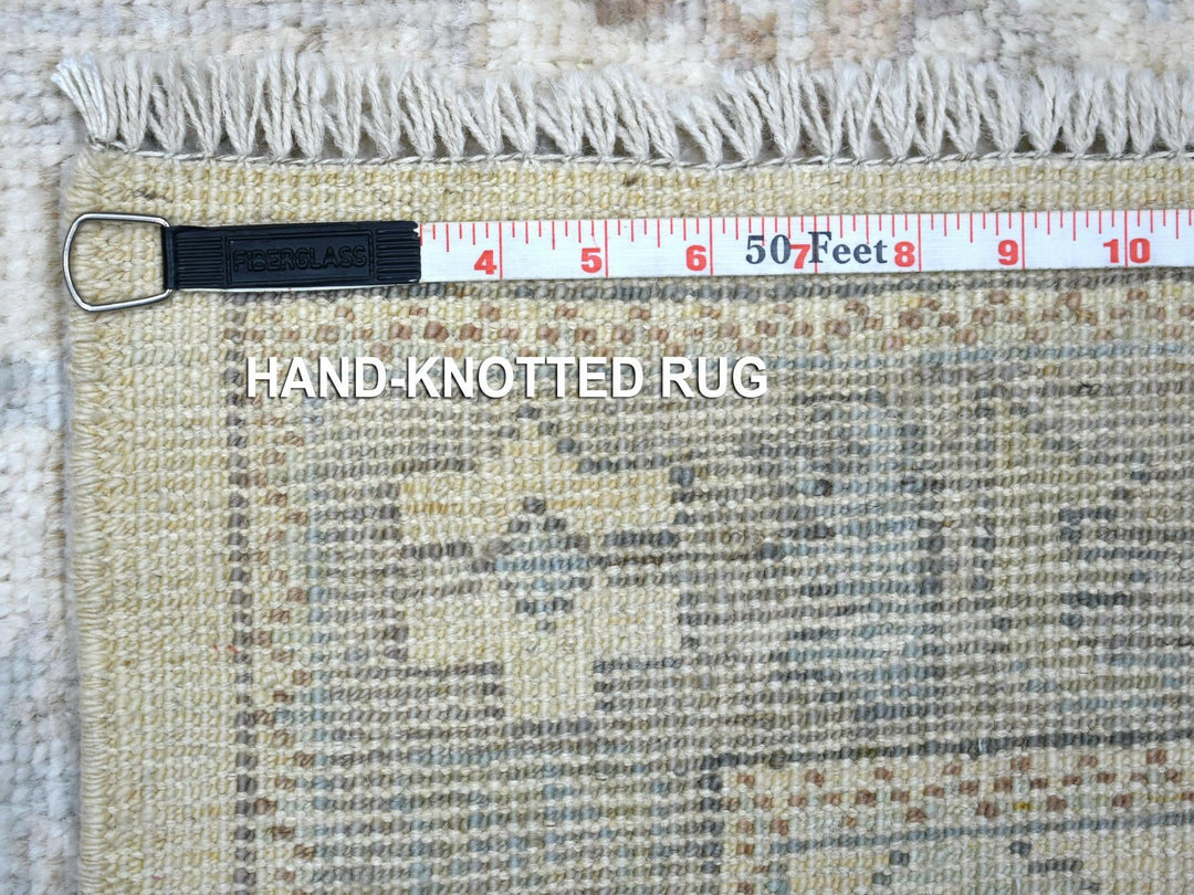 3'0" x 10'0" New Hand Knotted Ivory Wool Runner Oriental Rug - MOA10271426
