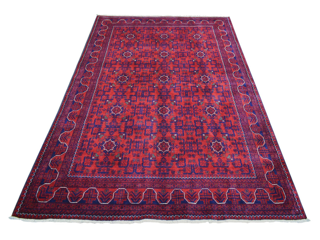 5'5" x 7'8" New Hand Knotted Red Wool Rectangle Oriental Rug - MOA10271450