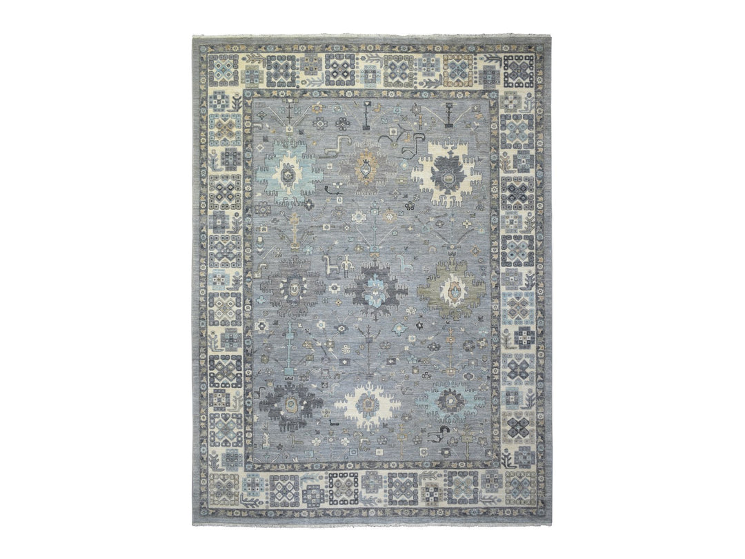 9'0" x 12'0" New Hand Knotted Grey Wool Rectangle Oriental Rug - MOA10271451