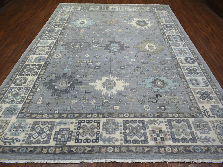 9'0" x 12'0" New Hand Knotted Grey Wool Rectangle Oriental Rug - MOA10271451