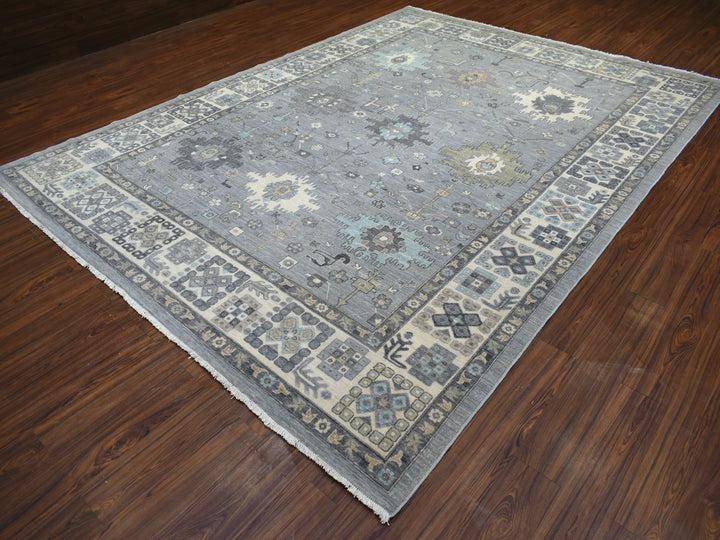 9'0" x 12'0" New Hand Knotted Grey Wool Rectangle Oriental Rug - MOA10271451