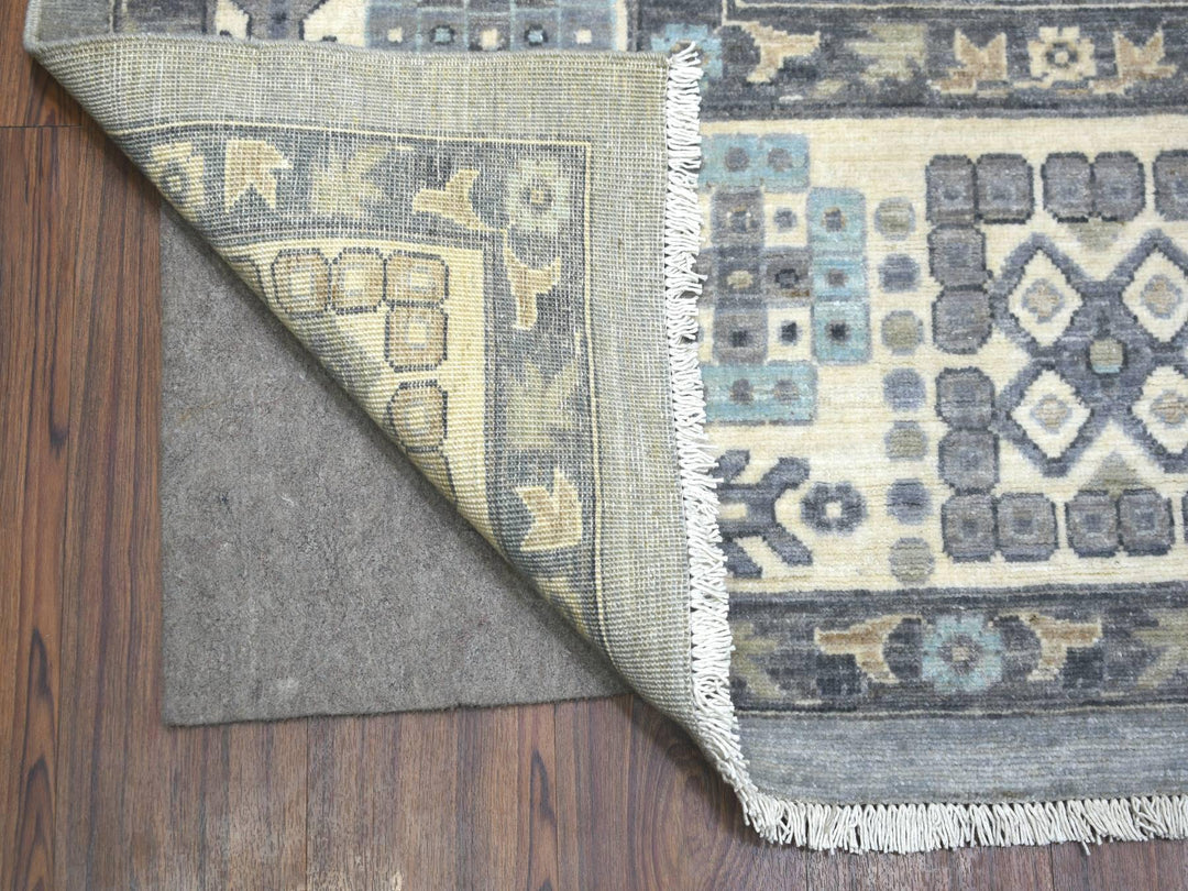 9'0" x 12'0" New Hand Knotted Grey Wool Rectangle Oriental Rug - MOA10271451
