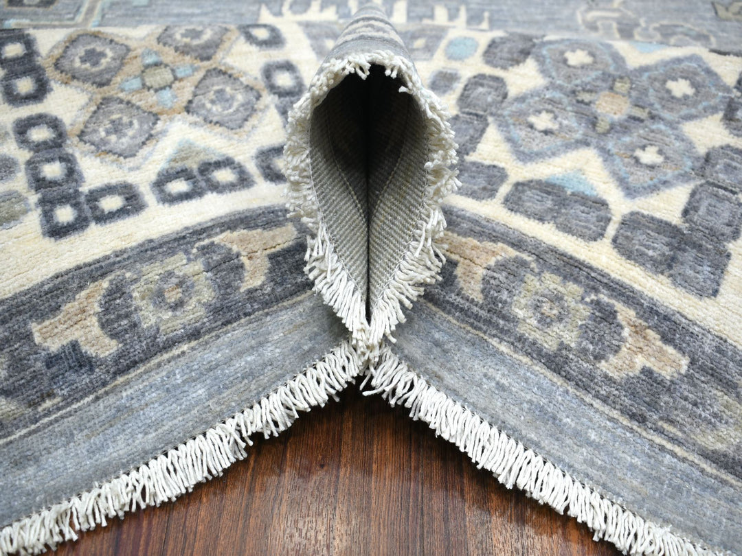 9'0" x 12'0" New Hand Knotted Grey Wool Rectangle Oriental Rug - MOA10271451