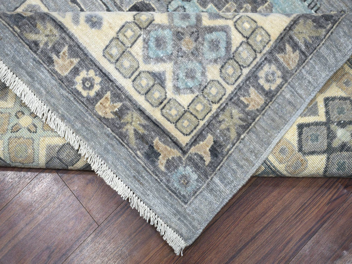 9'0" x 12'0" New Hand Knotted Grey Wool Rectangle Oriental Rug - MOA10271451