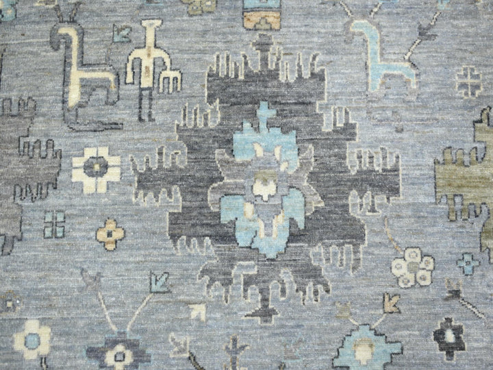 9'0" x 12'0" New Hand Knotted Grey Wool Rectangle Oriental Rug - MOA10271451