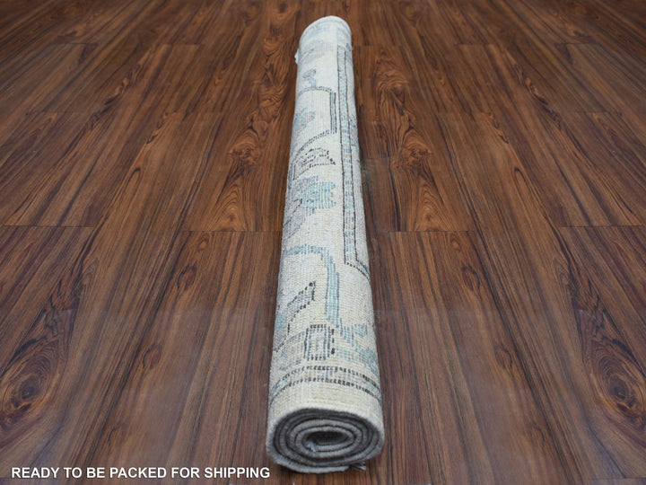 4'1" x 5'10" New Hand Knotted Grey Wool Rectangle Oriental Rug - MOA10271464