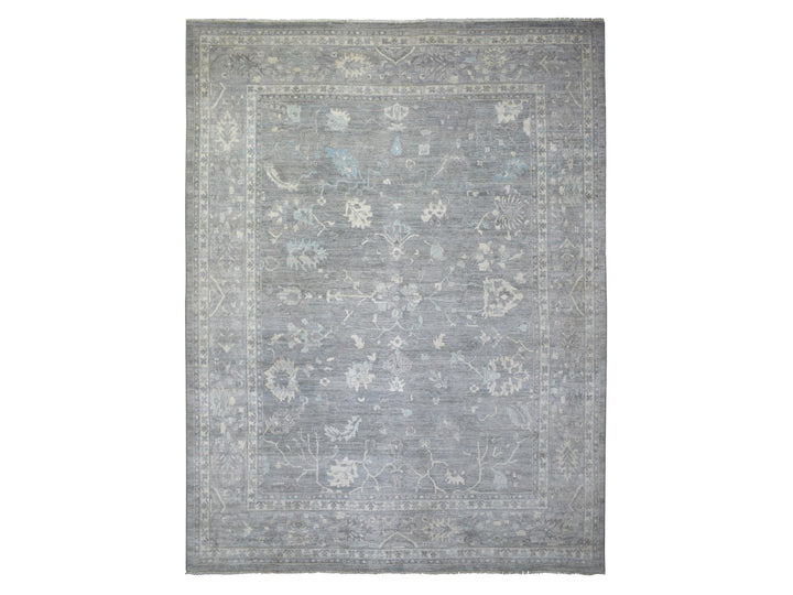 12'0" x 15'2" New Hand Knotted Grey Wool Rectangle Oriental Rug - MOA10271479