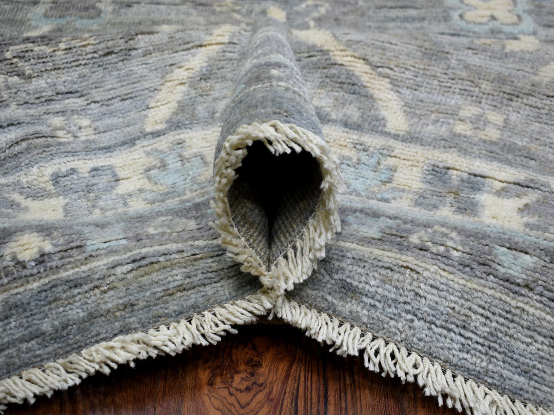12'0" x 15'2" New Hand Knotted Grey Wool Rectangle Oriental Rug - MOA10271479