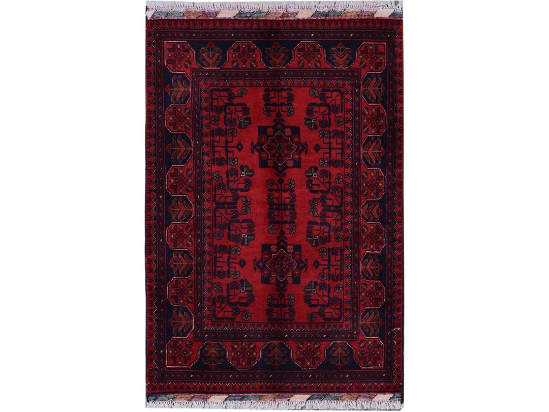 2'7" x 3'9" New Hand Knotted Red Wool Rectangle Oriental Rug - MOA102714