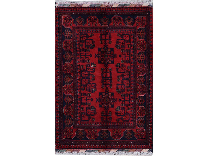 2'7" x 3'9" New Hand Knotted Red Wool Rectangle Oriental Rug - MOA102714