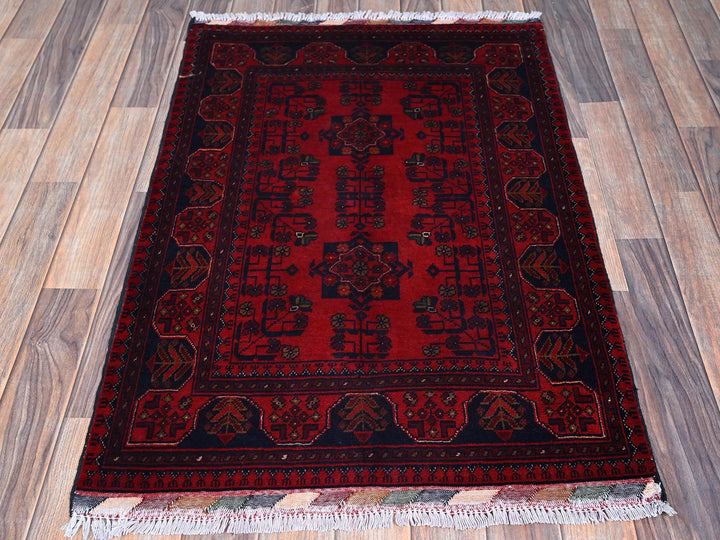 2'7" x 3'9" New Hand Knotted Red Wool Rectangle Oriental Rug - MOA102714