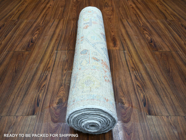 2'8" x 11'4" New Hand Knotted Beige Wool Runner Oriental Rug - MOA10271503