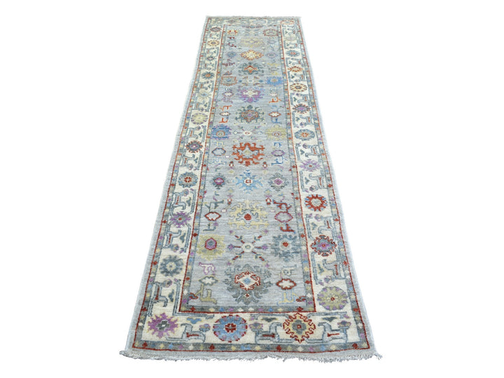 2'8" x 9'10" New Hand Knotted Grey Wool Runner Oriental Rug - MOA10271504