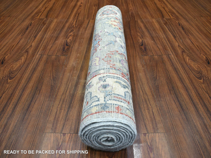 2'8" x 9'10" New Hand Knotted Grey Wool Runner Oriental Rug - MOA10271504