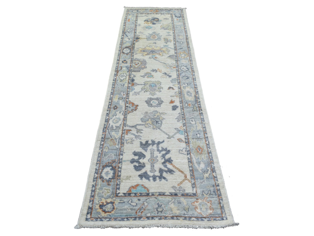 2'7" x 9'8" New Hand Knotted Ivory Wool Runner Oriental Rug - MOA10271507