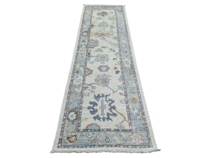 2'7" x 9'8" New Hand Knotted Ivory Wool Runner Oriental Rug - MOA10271507