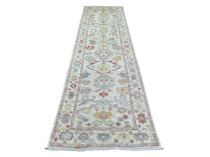 3'0" x 11'8" New Hand Knotted Ivory Wool Runner Oriental Rug - MOA10271508