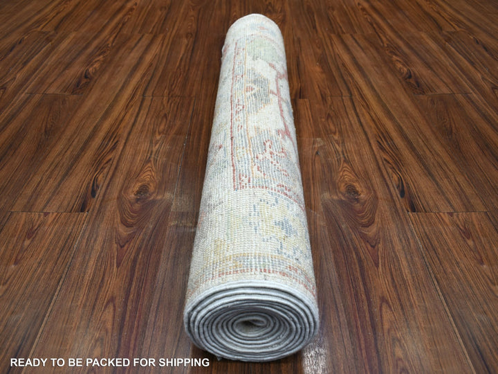 3'0" x 11'8" New Hand Knotted Ivory Wool Runner Oriental Rug - MOA10271508