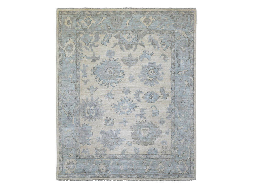 8'0" x 9'9" New Hand Knotted Ivory Wool Rectangle Oriental Rug - MOA10271520
