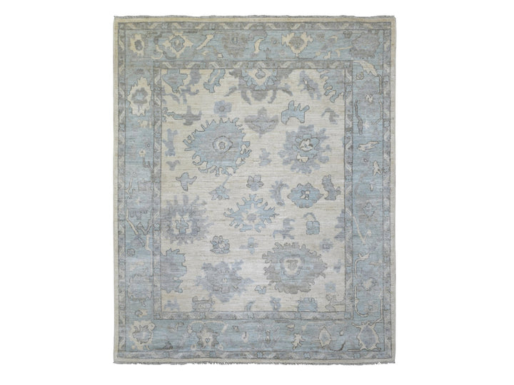 8'0" x 9'9" New Hand Knotted Ivory Wool Rectangle Oriental Rug - MOA10271520