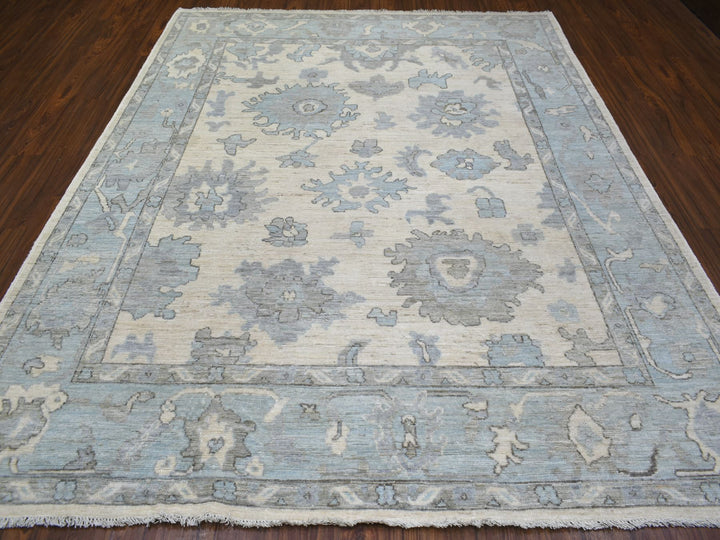8'0" x 9'9" New Hand Knotted Ivory Wool Rectangle Oriental Rug - MOA10271520