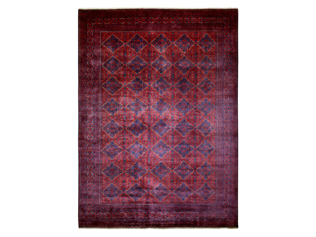 9'8" x 13'1" New Hand Knotted Red Wool Rectangle Oriental Rug - MOA10271538