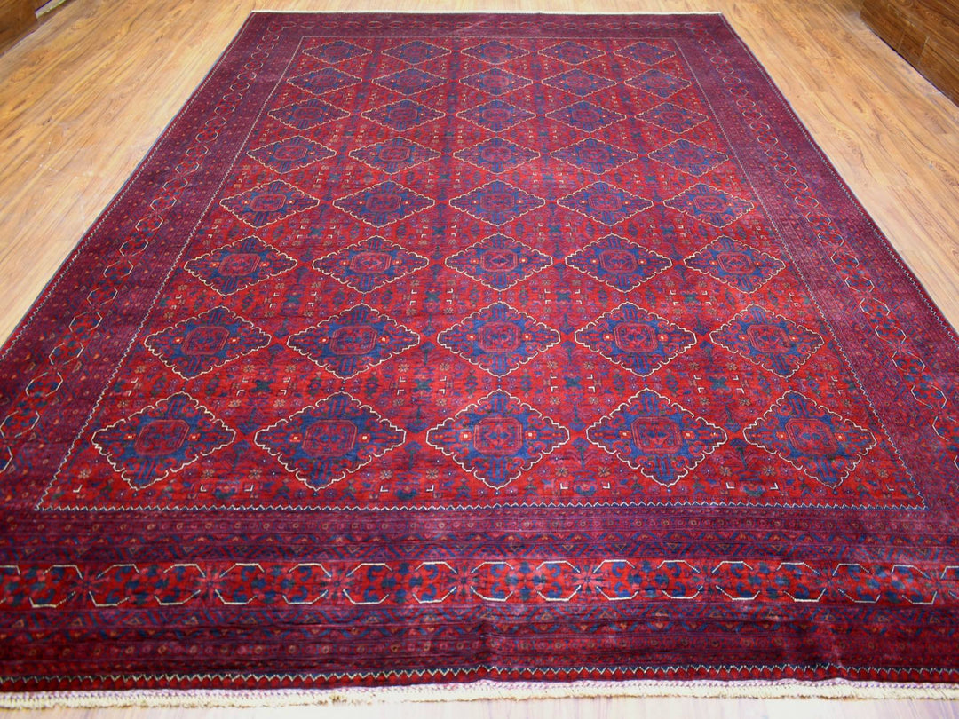 9'8" x 13'1" New Hand Knotted Red Wool Rectangle Oriental Rug - MOA10271538