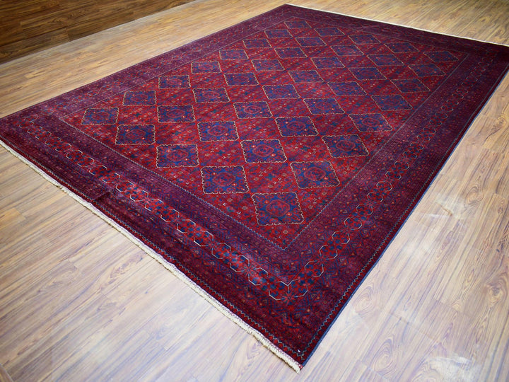 9'8" x 13'1" New Hand Knotted Red Wool Rectangle Oriental Rug - MOA10271538