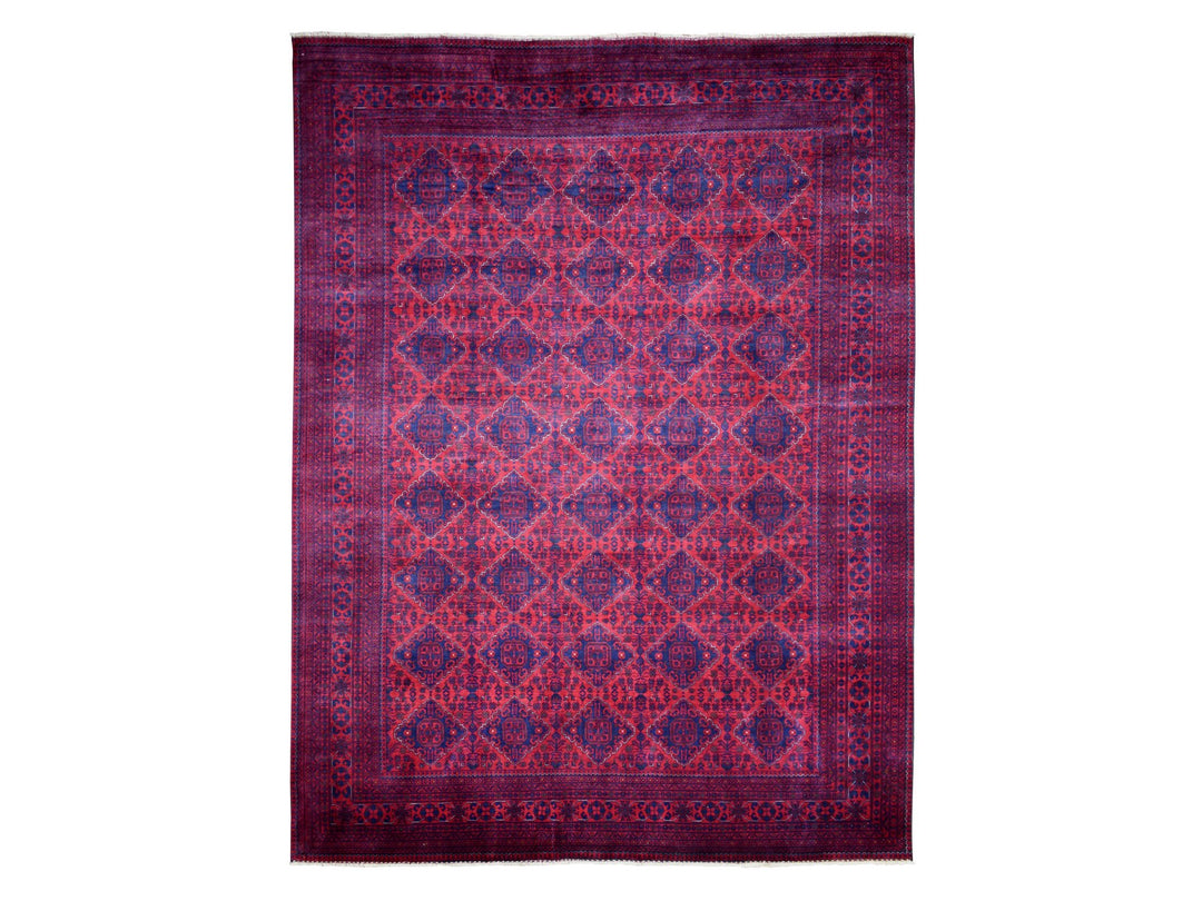9'7" x 12'9" New Hand Knotted Red Wool Rectangle Oriental Rug - MOA10271539