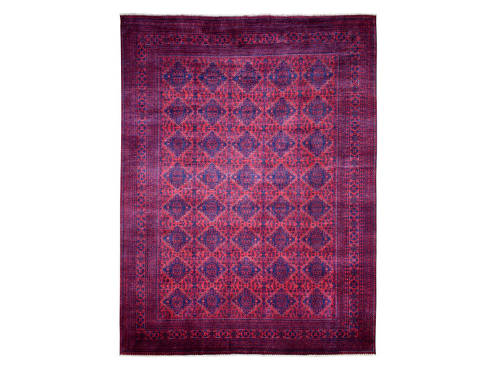 9'7" x 12'9" New Hand Knotted Red Wool Rectangle Oriental Rug - MOA10271539