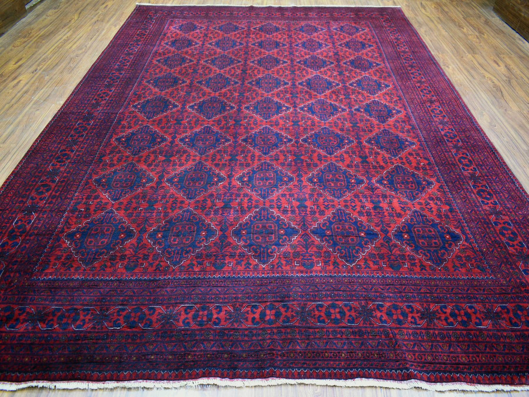 9'7" x 12'9" New Hand Knotted Red Wool Rectangle Oriental Rug - MOA10271539
