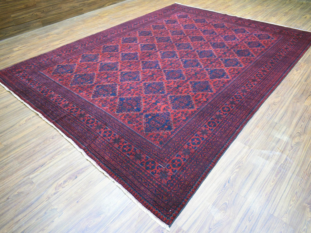 9'7" x 12'9" New Hand Knotted Red Wool Rectangle Oriental Rug - MOA10271539