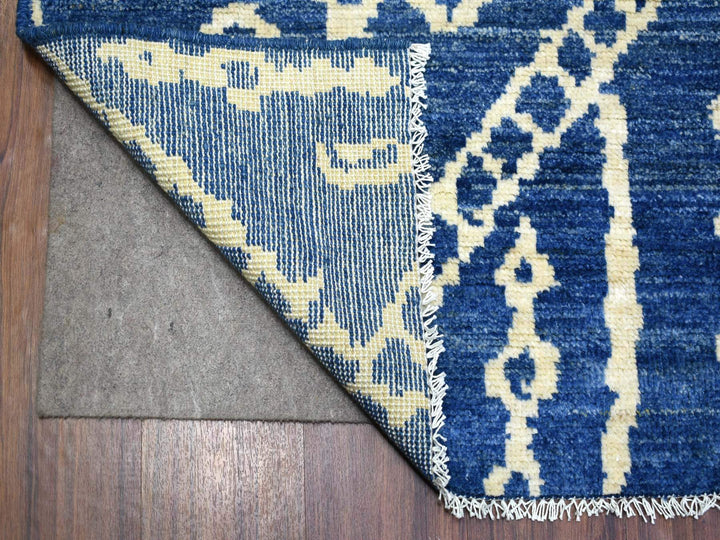 8'0" x 9'6" New Hand Knotted Blue Wool Rectangle Oriental Rug - MOA10271543
