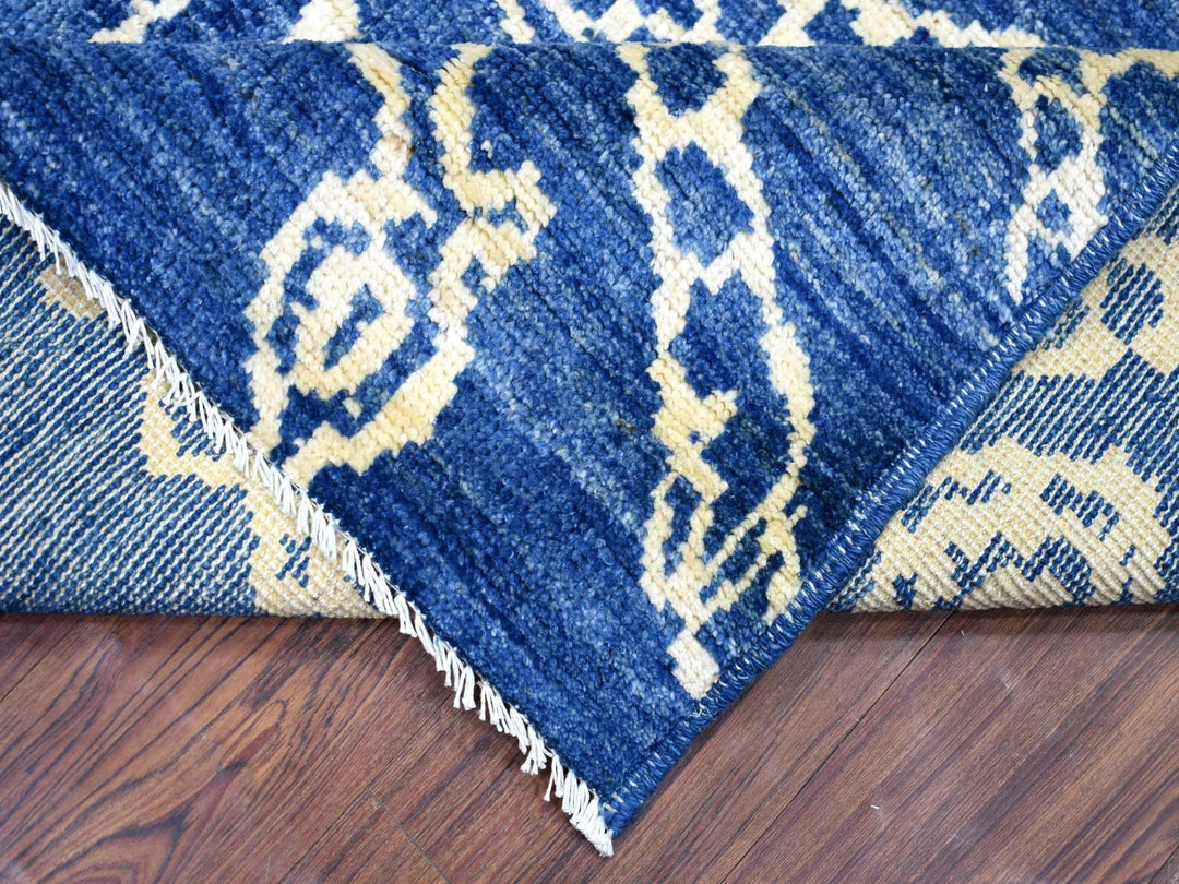 8'0" x 9'6" New Hand Knotted Blue Wool Rectangle Oriental Rug - MOA10271543