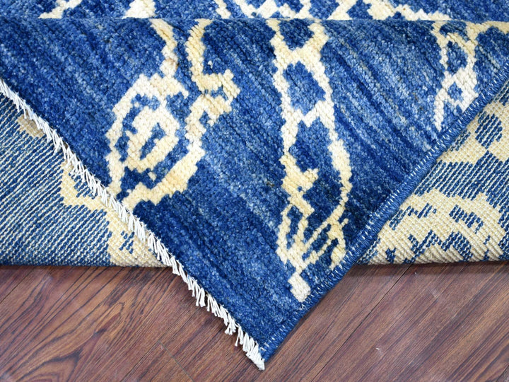 8'0" x 9'6" New Hand Knotted Blue Wool Rectangle Oriental Rug - MOA10271543