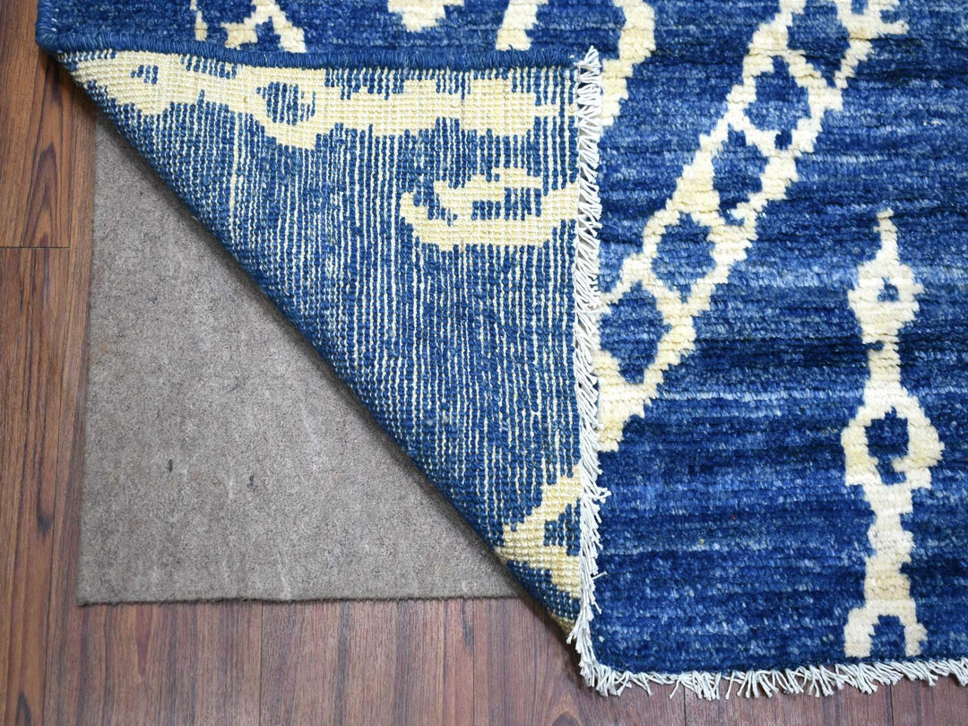 8'10" x 11'5" New Hand Knotted Blue Wool Rectangle Oriental Rug - MOA10271546