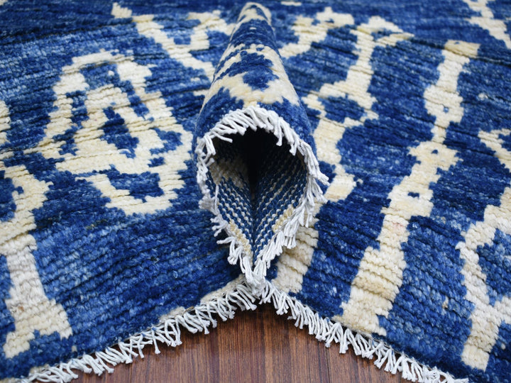 8'10" x 11'5" New Hand Knotted Blue Wool Rectangle Oriental Rug - MOA10271546
