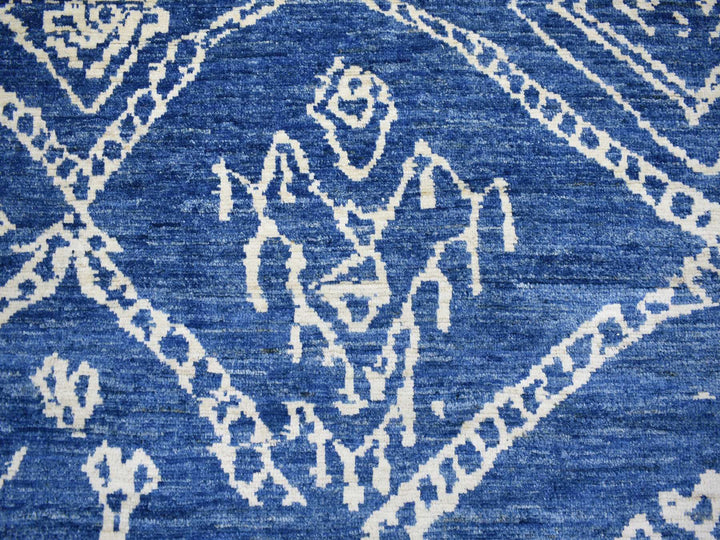 8'10" x 11'5" New Hand Knotted Blue Wool Rectangle Oriental Rug - MOA10271546