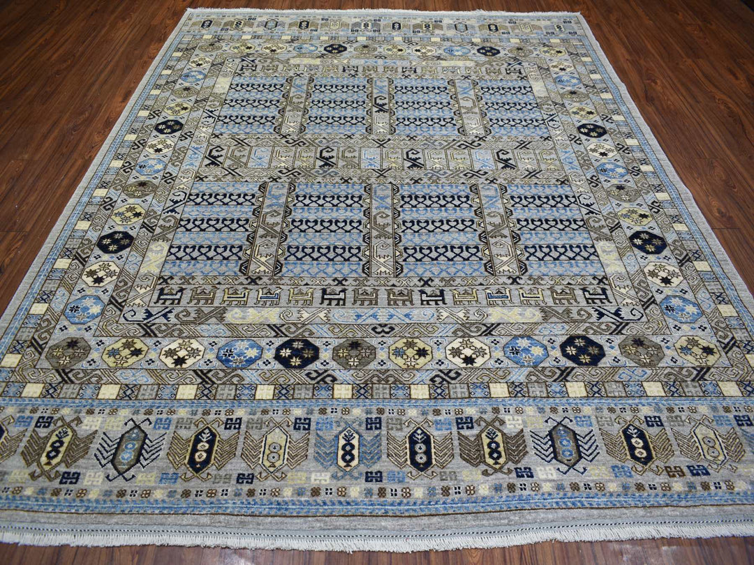 8'3" x 10'0" New Hand Knotted Grey Wool Rectangle Oriental Rug - MOA10271549